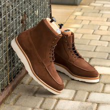 Load image into Gallery viewer, Brown Suede Moc-Toe Boots

