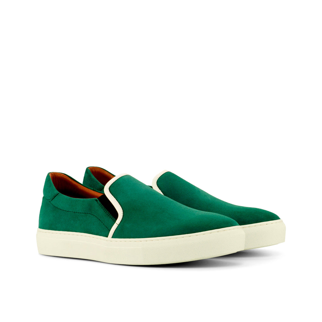 Green Suede Slip-On Sneakers