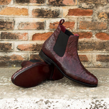 Load image into Gallery viewer, Burgundy Ostrich Chelsea Boots
