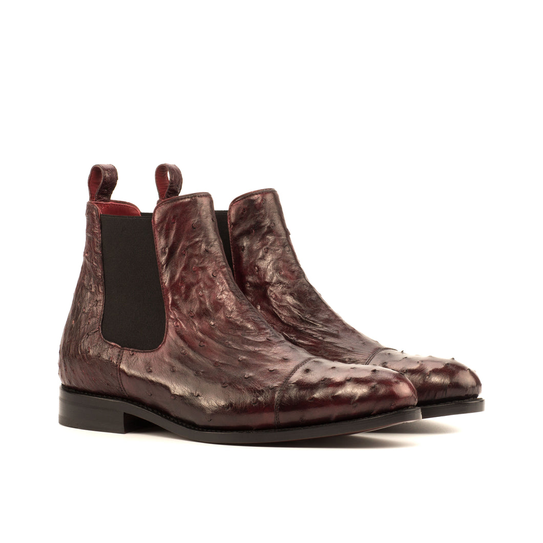 Burgundy Ostrich Chelsea Boots