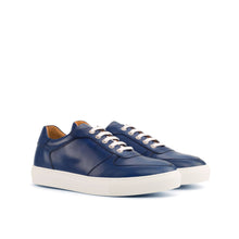 Load image into Gallery viewer, Navy Painted Calf Low-Top Sneakers
