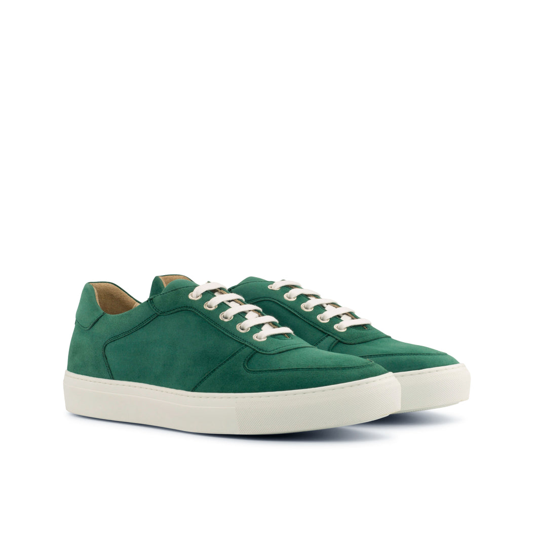 Green Suede Low-Top Sneakers
