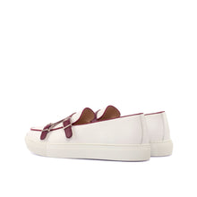 Load image into Gallery viewer, White &amp; Burgundy Nappa Double-Monk Sneakers
