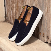 Load image into Gallery viewer, Navy Flannel Belgian Sneakers
