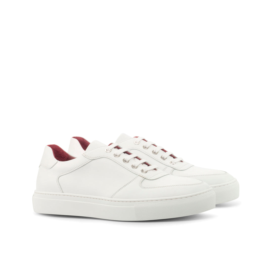 White Nappa Leather Low-Top Sneakers