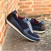Load image into Gallery viewer, Navy Suede &amp; Black Calf Trainer Sneakers
