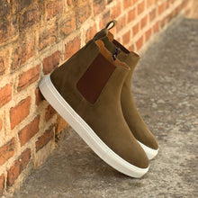 Load image into Gallery viewer, Khaki Suede Chelsea Sneaker Boots
