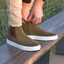 Load image into Gallery viewer, Khaki Suede Chelsea Sneaker Boots
