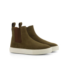 Load image into Gallery viewer, Khaki Suede Chelsea Sneaker Boots
