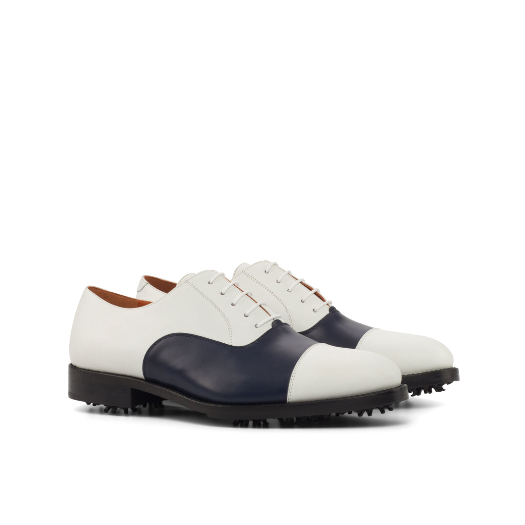 Navy & White Calf Oxford Golf Shoes
