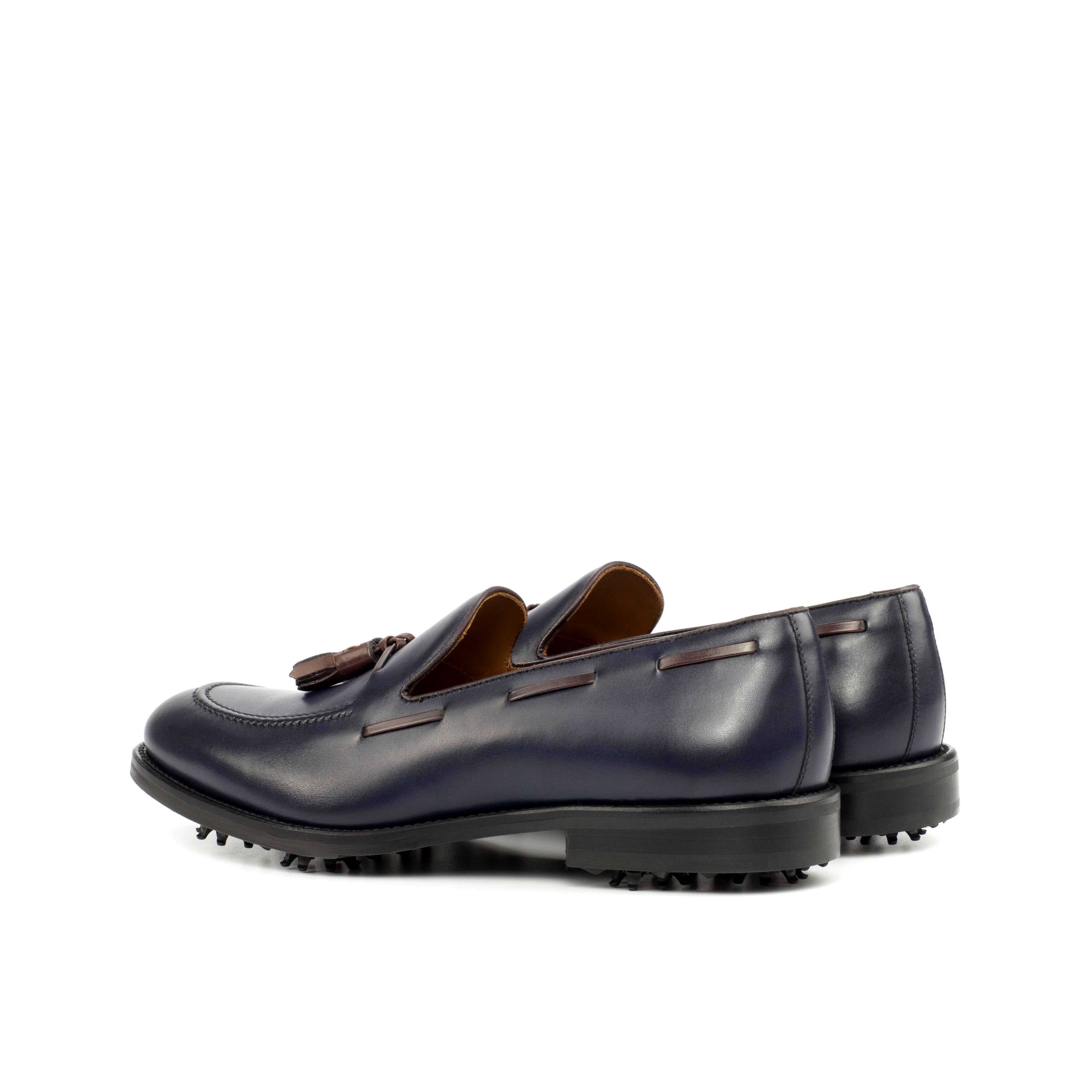 ◇Castelbajac◇ Retro leather men's tassel golf shoes 24GS20 Navy Calf Tassel Loafer Golf Shoes - SoftSpikes Soles – ADORSI