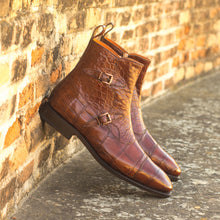 Load image into Gallery viewer, Medium Brown Alligator Double Monk Boots
