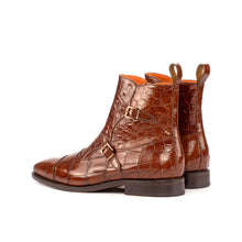 Load image into Gallery viewer, Medium Brown Alligator Double Monk Boots
