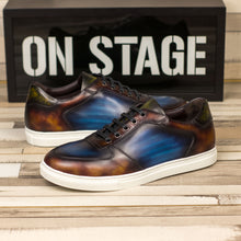 Load image into Gallery viewer, Navy &amp; Brown Patina Low-Top Sneakers
