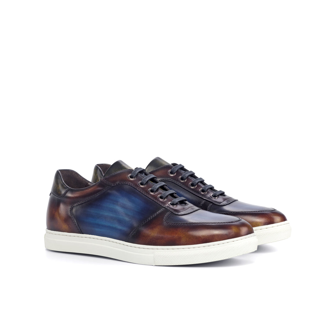 Navy & Brown Patina Low-Top Sneakers