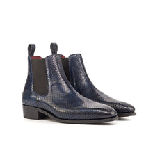 Load image into Gallery viewer, Navy Python Chelsea Boots
