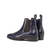 Load image into Gallery viewer, Navy Python Chelsea Boots

