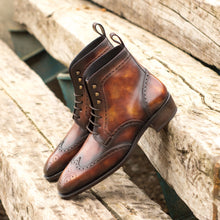 Load image into Gallery viewer, Cuban Heel Fire Museum Patina Brogue Boots
