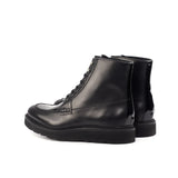Black Box-Calf & Patent Leather Moc-Toe Boots