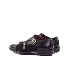 Load image into Gallery viewer, Black Calf &amp; Suede Double Monk-Strap Golf Shoes
