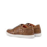 Brown Croco Leather Low-Top Sneakers