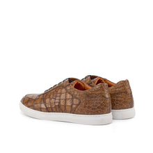 Load image into Gallery viewer, Brown Croco Leather Low-Top Sneakers
