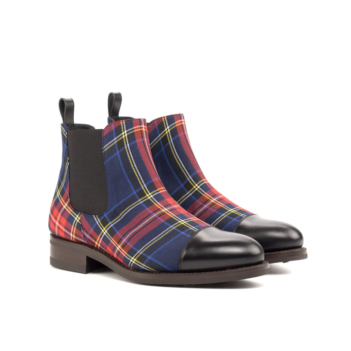 An ADORSI Black Calf & Tartan Chelsea Boot.