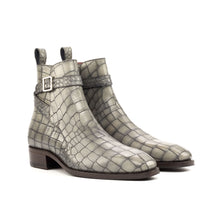 Load image into Gallery viewer, Grey Embossed Croco Jodhpur Boots
