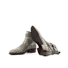 Load image into Gallery viewer, Grey Embossed Croco Jodhpur Boots
