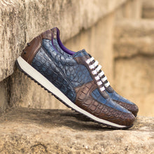 Load image into Gallery viewer, Brown &amp; Navy Alligator Trainer Sneakers
