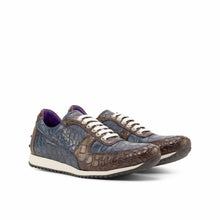 Load image into Gallery viewer, Brown &amp; Navy Alligator Trainer Sneakers
