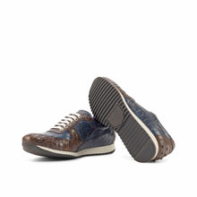 Load image into Gallery viewer, Brown &amp; Navy Alligator Trainer Sneakers
