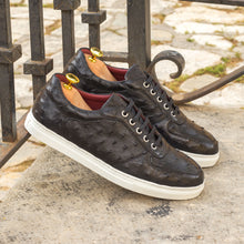 Load image into Gallery viewer, Black Ostrich Low-Top Sneakers
