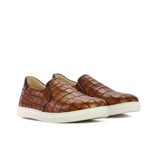 Load image into Gallery viewer, Med &amp; Dark Brown Croco Slip-On Sneakers
