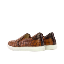 Load image into Gallery viewer, Med &amp; Dark Brown Croco Slip-On Sneakers
