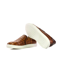 Load image into Gallery viewer, Med &amp; Dark Brown Croco Slip-On Sneakers
