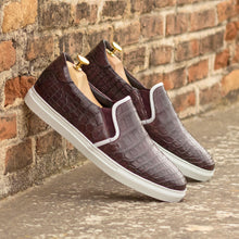 Load image into Gallery viewer, Burgundy Alligator Slip-On Sneakers
