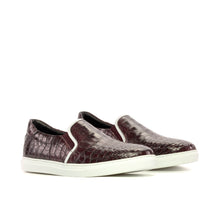 Load image into Gallery viewer, Burgundy Alligator Slip-On Sneakers
