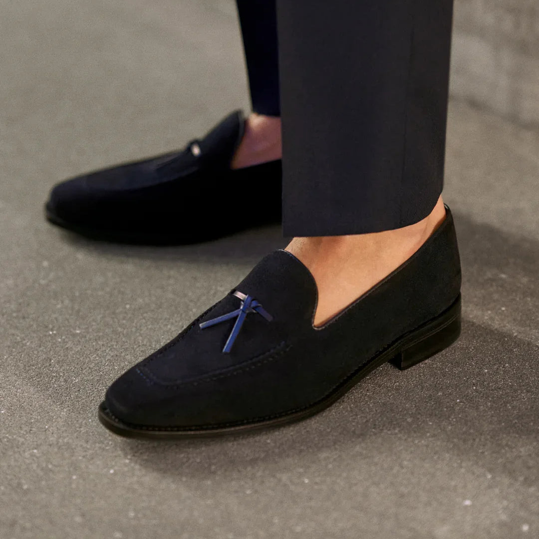 Navy Suede Belgian Loafer