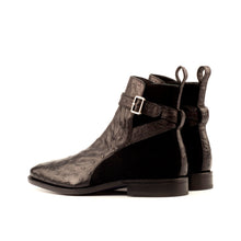 Load image into Gallery viewer, Black Ostrich &amp; Suede Jodhpur Boots
