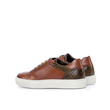 Load image into Gallery viewer, Cognac &amp; Olive Python Low-Top Sneakers
