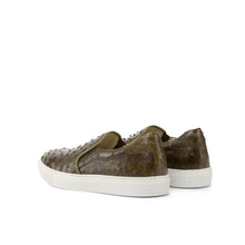 Load image into Gallery viewer, Olive Ostrich Slip-On Sneakers
