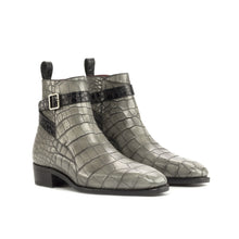 Load image into Gallery viewer, Grey &amp; Black Alligator Jodhpur Boot
