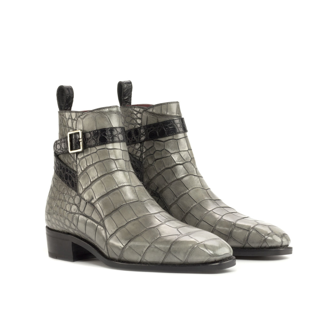Grey & Black Alligator Jodhpur Boot