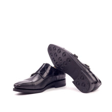 Load image into Gallery viewer, Black Alligator &amp; Calf Leather Double Monk - Double Monk 
