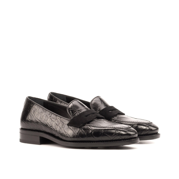 Black Alligator Penny Loafer - Loafers 