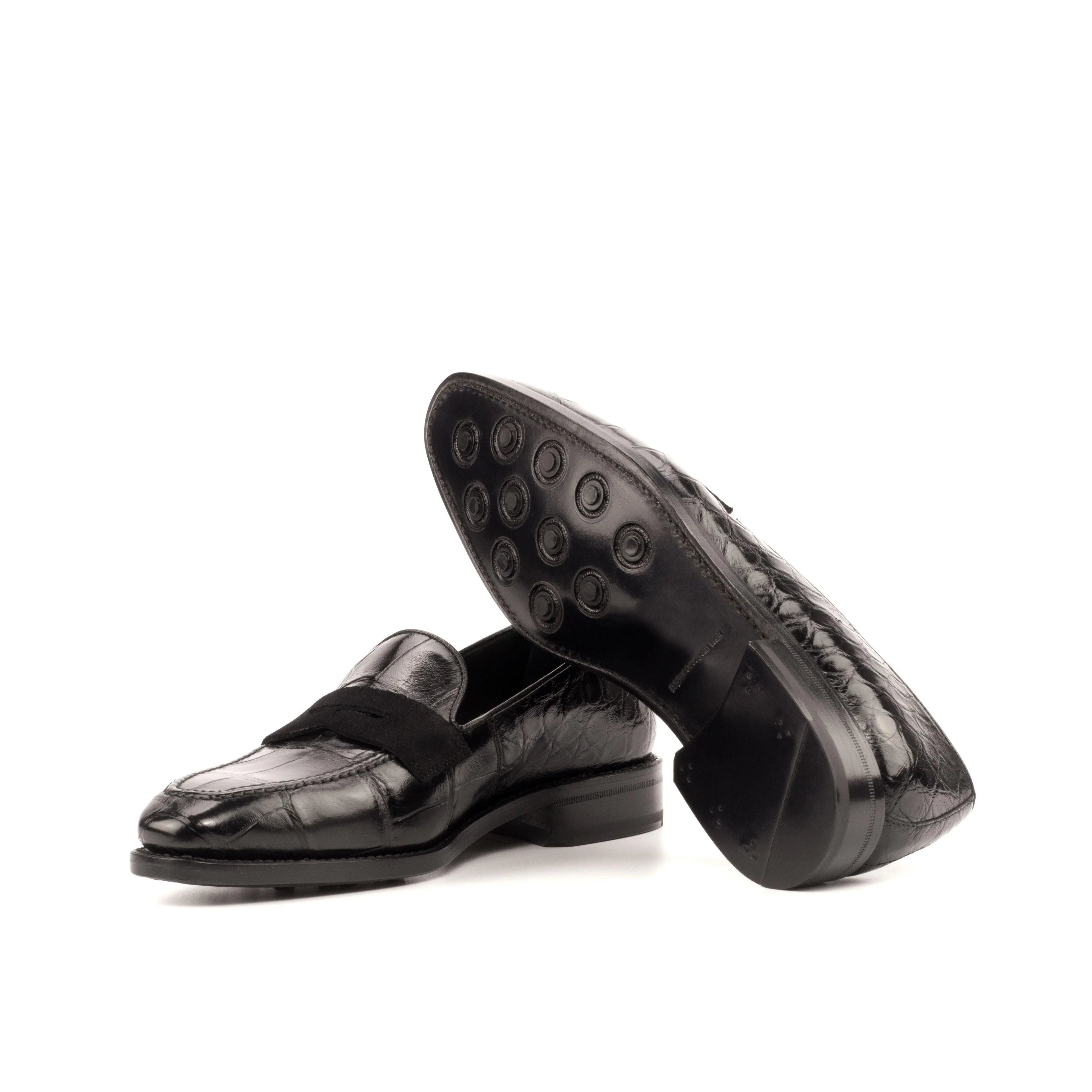 Black Alligator Penny Loafer - Loafers 