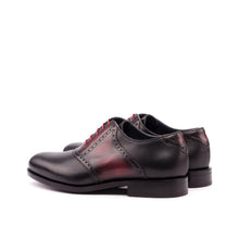 Load image into Gallery viewer, Black Calf Leather &amp; Burgundy Patina Saddle Shoes - Saddle 
