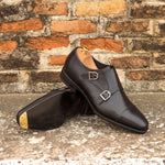 Black Calf Leather Double Monk - Double Monk 