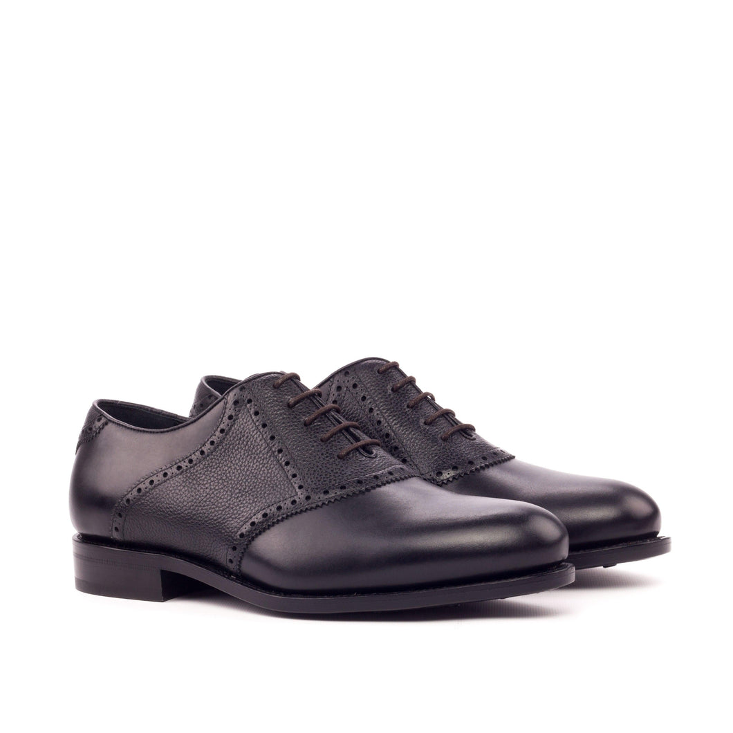 Black Leather Saddle Shoes - Saddle 